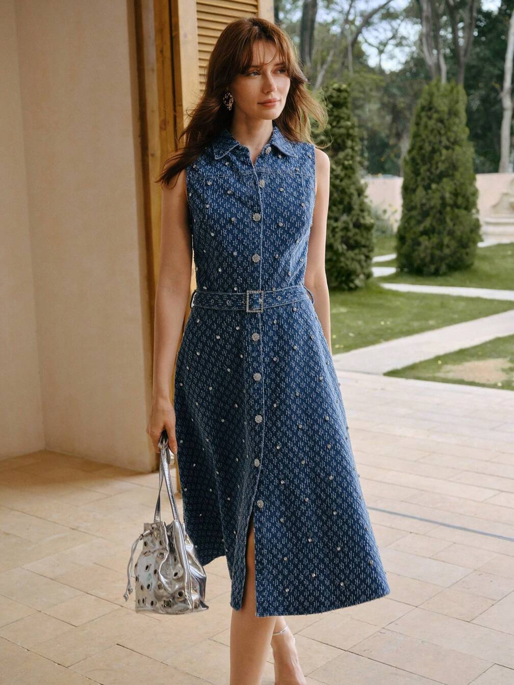 denim dress rhinestone Haven Rhinestone Denim Dress