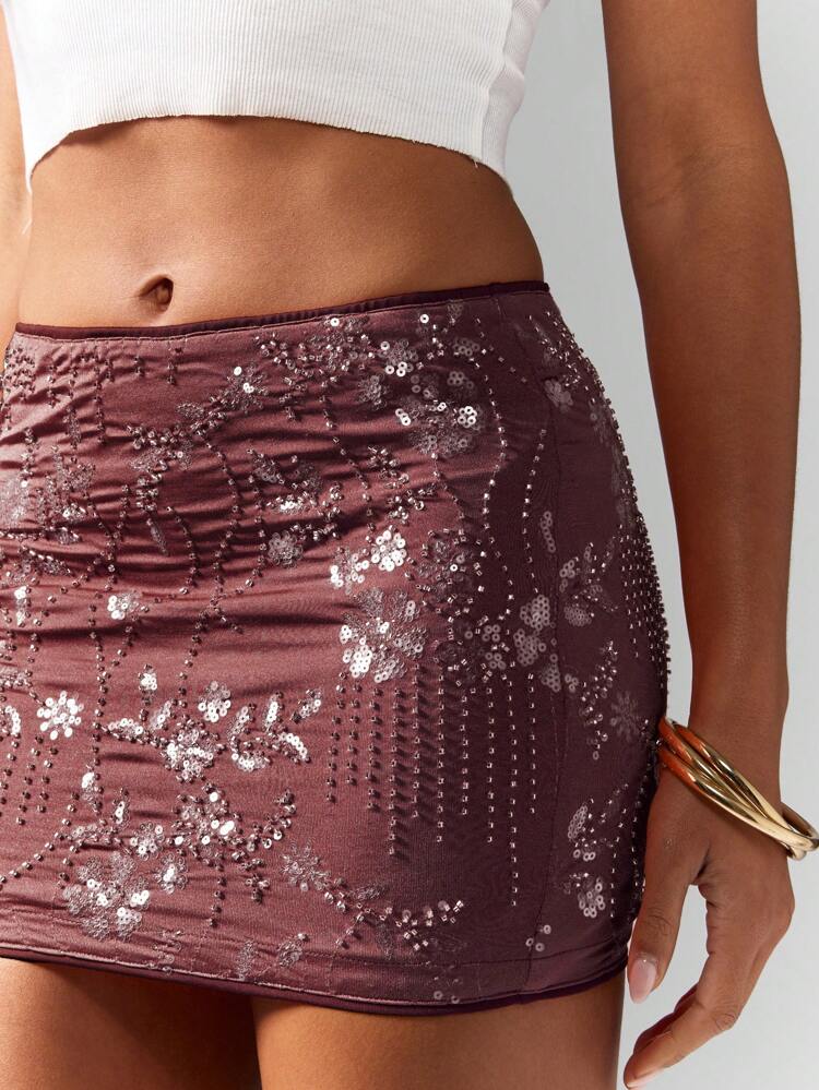 MISSGUIDED Jupe mini micro ornée de paillettes pour soirée, occasion, club, festival, automne-hiver, danse avec paillettes