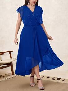 SHEIN Clasi 夏季加大码优雅纯色裹身裙