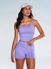 Eassivo Conjunto deportivo de verano de camisola y pantalones cortos plisados de unicolor
