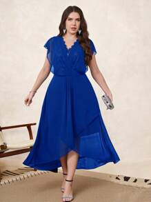 SHEIN Clasi 夏季加大码优雅纯色裹身裙