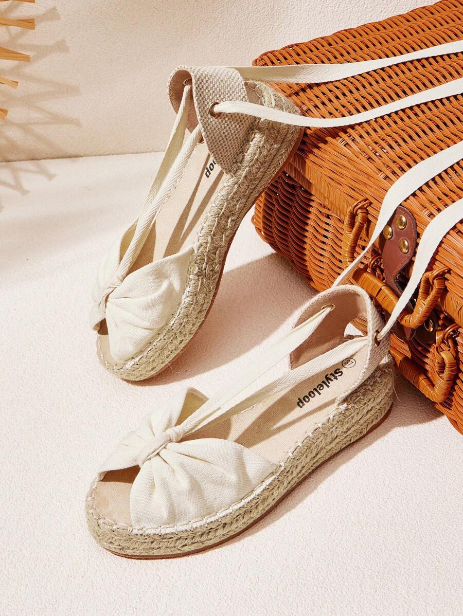 Styleloop Women's Woven Rope Platform Wedge Sandals, Vacation Style BOHO Chic Retro American Western Music Festival Party Thick Bottom Shoes