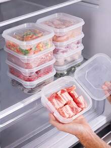 2组带格子小号冰箱收纳盒，冰箱整理容器适用于冷冻肉类及餐饮保鲜 - 無色 - 查看 8