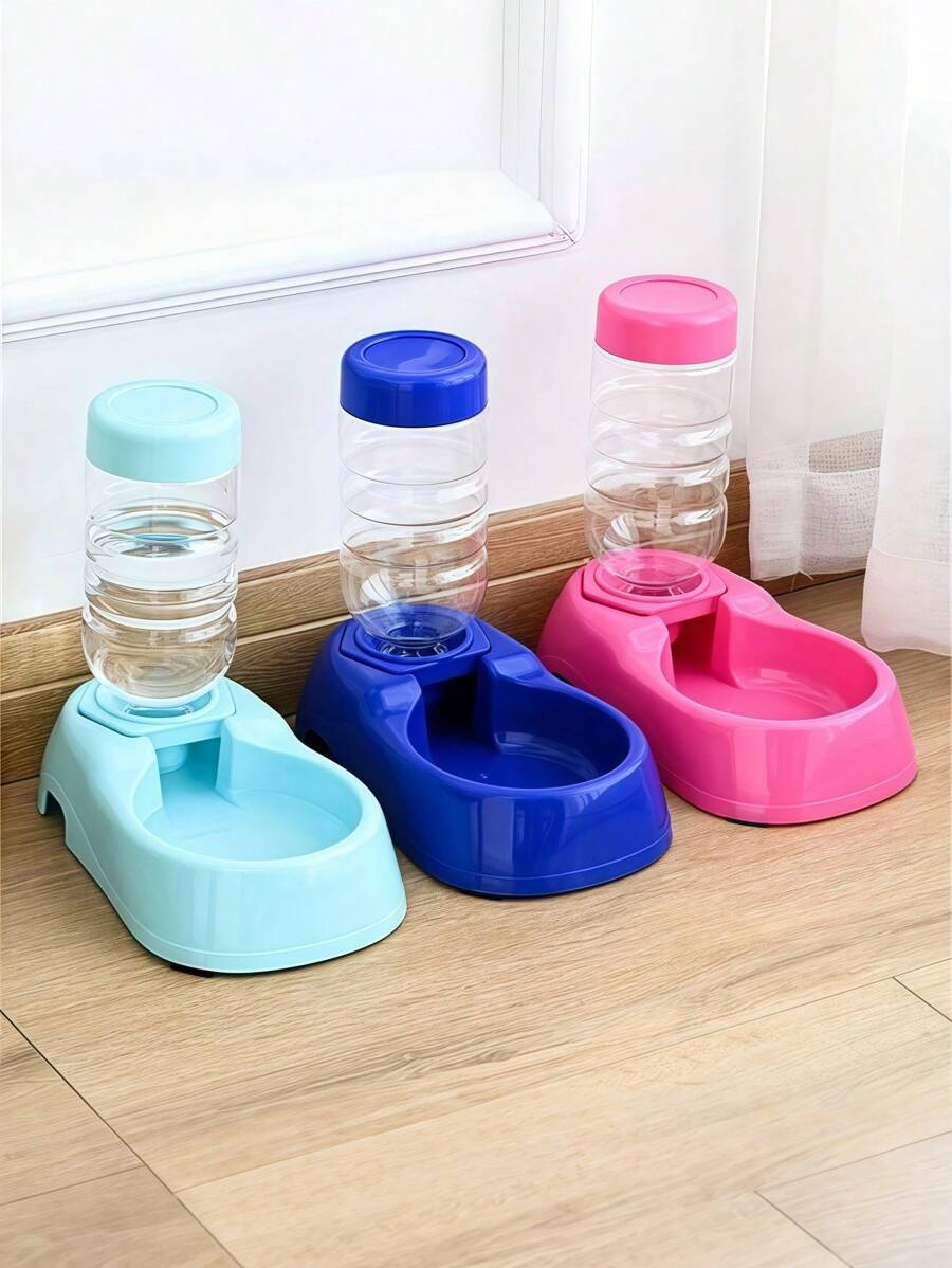 1 件自动补充宠物水碗 - PP 塑料猫/狗饮水器，防溢设计 | 防刮旅行喂食器（轻微运输痕迹，易于清洁） - 彩色 - 查看 1