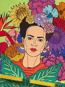 Frida Kahlo X SHEIN Soporte grueso portátil de decoración de escritorio para teléfono móvil / tableta con figura impresa pintada acrílica