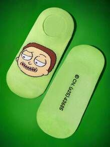 Rick and Morty X SHEIN 6 paia di calzini sottili a taglio basso, traspiranti e anti-umidità, stile cartoni animati carino, con punta e tallone rinforzati, adatti per primavera/estate, unisex