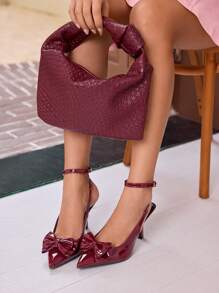 CUCCOO CHICEST Women's Elegant Pointed Toe High Heel Shoes With Layered Bow Ankle Wrap Design, Romantic And Sweet Wine Red Heels For Dates, Afternoon Tea, Work Spring Shoes Spring Break Easter Prom Heels