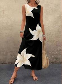 EMERY ROSE 女士休闲花卉图案圆领连衣裙，适合夏季 - 彩色 - 查看 5