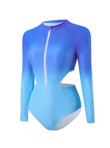Swim SPRTY 1 pezzo Costume da bagno burkini da donna con stampa colore avocado, arricciature doppie, adatto per spiaggia, tempo libero e vacanze