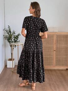 EMERY ROSE 女士度假休闲碎花连衣裙 - 黑色 - 查看 2