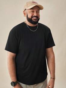 EASEVO Men Plus Size Solid Plain Casual Short Sleeve Round Neck Tee, For Going Out, Summer
