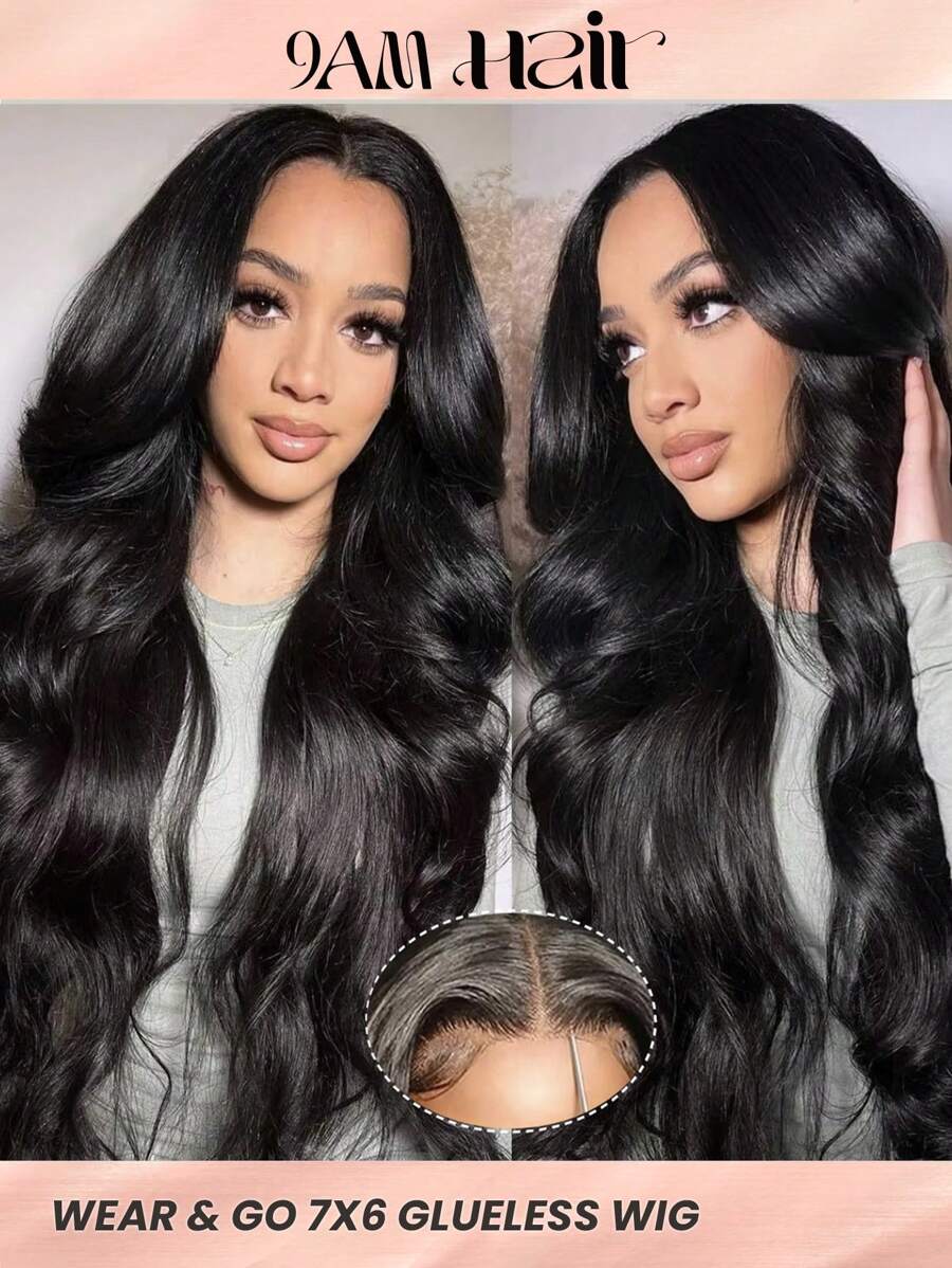 Ready To Wear 7x6 Lace Closure Wig Body Wave Glueless Wig Human Hair No Glue Pre Cut Lace Wig 180% Density