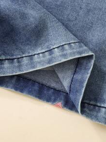 2 件套女童可爱罗纹针织荷叶边吊带背心和心形刺绣牛仔裤，适合旅行、派对、学校和任何场合 - 彩色 - 查看 5