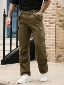 Manfinity Homme 男士休闲简约纯色直筒工装牛仔裤