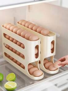 Tier Large Capacity Slide Egg Storage Box - Automatic Rolling, Space-Saving Design For Refrigerator Side Door, Easy Access And Organization, For Easter Day, Egg Storage Trays