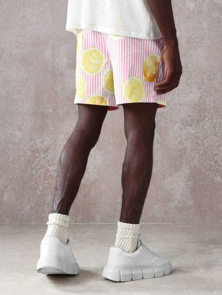 Citrus Lemon Striped Nylon Shorts