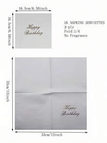 16 Pieces/Sets Of Disposable Napkins With Birthday Slogans, Simple Slogan Graphic Disposable Tissues For Birthday Parties And Christmas