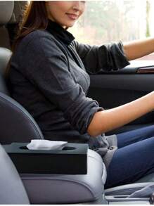 SHEIN 1pc,Hand Tissue Box Cover, Rectangular Black Wall Mounted Facial Paper Holder Dispenser, Prefert For Storage On Bathroom Vanity, Kitchen, Night Stand, Countertops Office And Car.Available In Black And White - Multicolor - View 7