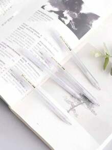 SHEIN 5pcs/Set Automatic Pencils White Simple Automatic Pen 0.5/0.7mm Student School Supplies Office Supplies Stationery Back To School, 0.5mm For Students, 0.7mm High-End Simple Design, 2 Choices (0.5/0.7) Available, Suitable For Students Children School Office Teaching Writing Tools