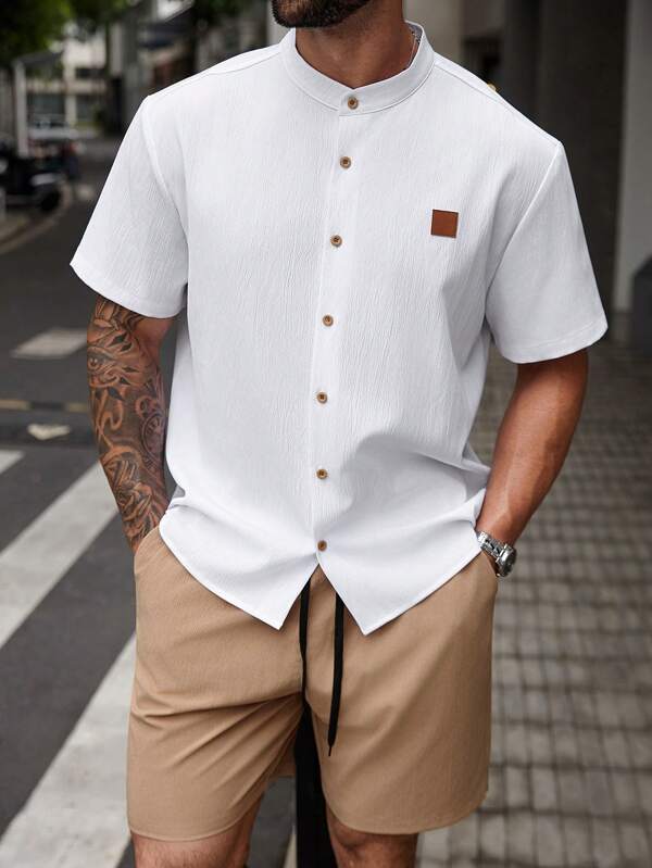 Manfinity CasualCool Ensemble chemise à manches courtes et short décontracté d'été pour hommes grandes tailles