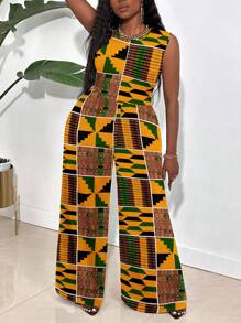 Maweii 大码女式几何图案连体裤 - 彩色 - 查看 3