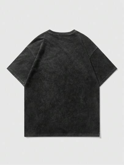 Street Life T-shirt à manches courtes unisexe style urbain au design américain avec broderie anglaise, strass colorés et effet délavé