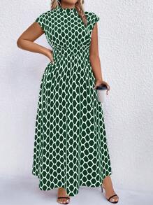 SHEIN Clasi Đầm Maxi Cổ Giả In Chấm Bi Plus Trang Phục Cho Nữ - Nhiều màu - Xem 4