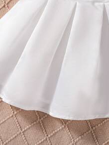 1 件装女童腰部褶皱 3D 花卉装饰派对无袖吊带背心连衣裙