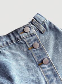 SHEIN Gonna pantalone asimmetrica in denim con bottoni, stile boho casual Y2K, per ragazze, abbigliamento estivo, vacanze e uso quotidiano