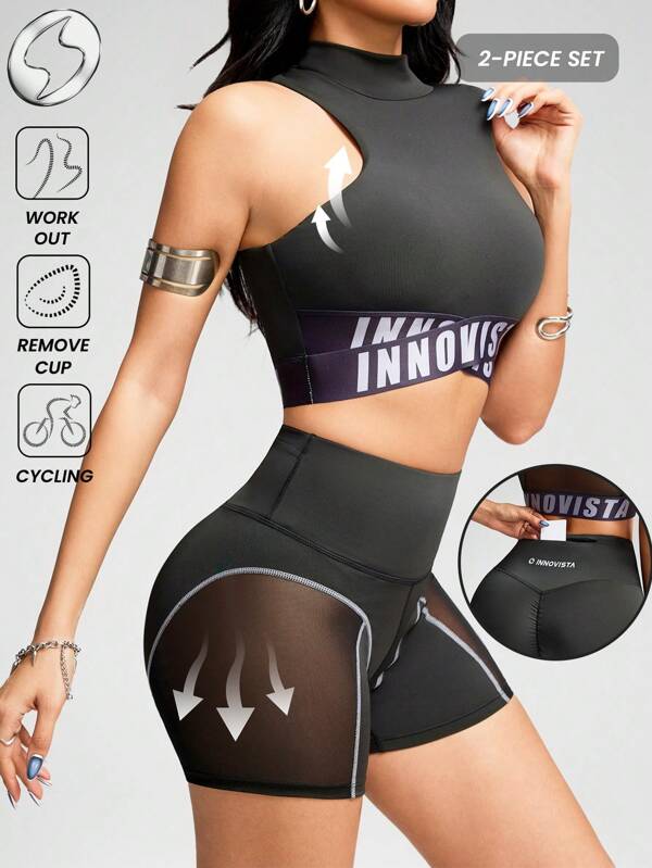 Innovista Sculpt & Athletic Essential Sports Set, Gym Active 2 Pack / 2 Stücke Trainingsset, passende Workout-Outfits, Top und Shorts, ohne Kniebeugen, hoch dehnbar und schweißableitend, butterweiches Top und hoch sitzende Active-Hose, erhöhtes Training, selbstbewusste Passform, luxuriöse Leistung, stromlinienförmige Activewear mit Nähten, leicht und atmungsaktiv, Mesh-Ausschnitt und -Aussparungen, rückenfrei, Push-Up, Po-Lifting, Tasche, UV-Schutz, langärmlig, kurzärmlig, ärmelloses Tank Top, schwarz-weiß, Gewichtheben, körperliche Stärke, Hantelgewicht, Outdoor, Radfahren, Biker, Laufen, Arrebic Cardio, Yoga und Pilates, Boxen, Wandern und Trekking, Tennis und Golf, Trainingsausrüstung für Maschinen und Geräte, Trainingsanzug, urbane Athleisure, Fashion-Ikone, schick und elegant, strahlendes Gefühl für Partys und Musikfestivals, sexy Street-Passform, alltägliche Essential EaZy Wear, TikTok Activewear, moderne Bewegung, Sommermotivation