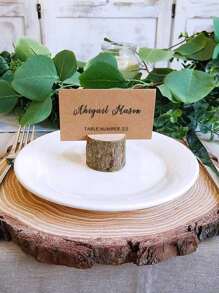 Wooden Place Card Holders, Premium Rustic Table Number Holders, Kraft Paper Table Place Cards, Wooden Photo Holders, Great For Wedding Party Table Names And More! - Brown - View 9