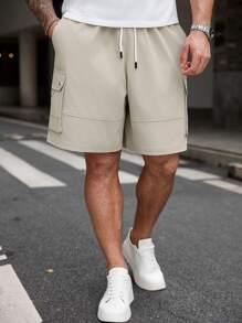 Manfinity Homme 男士加大码工装短裤，带口袋，适合春夏穿着，运动休闲皆宜，时尚百搭。情侣款，也是送给男友或老公的绝佳礼物。 - 卡其色 - 查看 6