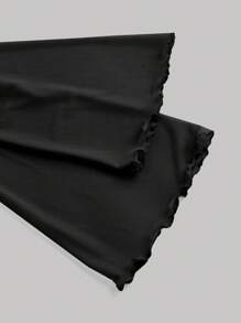 Girlism 少女黑色/露肩网眼二合一/喇叭袖长袖上衣 西部复古/优雅