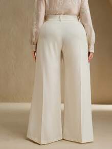 Anewsta Plus Size Women Hollowed-Out Embroidered Floral Embroidery Long Pants, Spring/Summer Graduation,Back To School,Teacher - Apricot - View 2