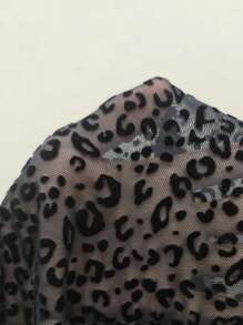 Slaydiva Sexy Leopard Pattern Mesh Tight Jumpsuit Unitard With Spaghetti Straps - E - Black - View 7