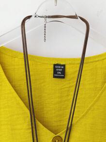 EMERY ROSE 2 pezzi, completo casual composto da top con scollo a V, decorazione con bottoni a cocco e maniche a 3/4 + pantaloni dritti a vita alta, adatto per l'uso quotidiano