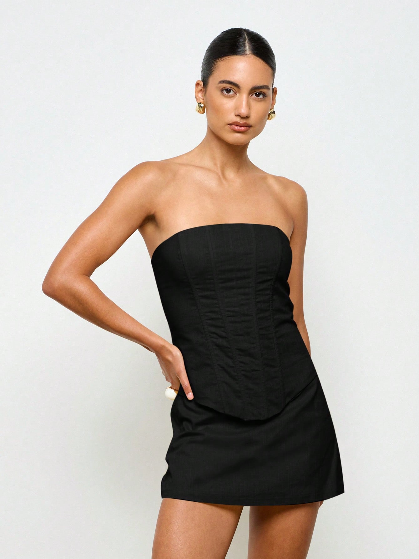 white christmas dresses CurveWow Cotton Shirred Bandeau Midi Dress White – Curvewow main image 1