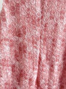 Tween Girl Fashion Elegant Sleeveless 3D Floral Mesh Splice Princess Party Dress - Pink - View 5