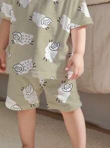Baby Boy Casual Cartoon Pattern Loose Fit 2 Pieces Pajama Set, Suitable For Summer - Multicolor - View 4