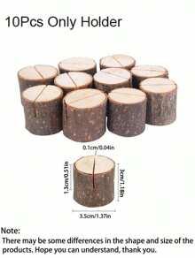 SHEIN 10 个座位卡夹，乡村风格木质卡夹，桌号支架，用于放置姓名标签、食物标记、派对、婚礼桌名卡夹、备忘录、照片图片夹，返回学校情人节 - 10pcs holder (No Card) - 查看 2