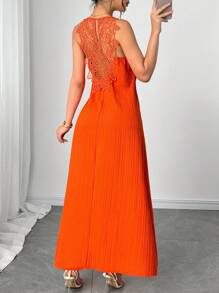 Calvaya Women's Elegant Lace Backless Sleeveless Maxi Dress, Vacation Style