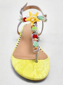 SHUZIA Ladies Thong Sandals With Seashell Ornamentation Summer Shoes - Multicolor - View 5