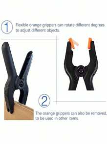 10 个装 4 英寸重型塑料弹簧夹，适用于背景支架、摄影、办公室、DIY 项目、小型重型夹子，适用于工艺品、背景支架、木工、摄影工作室；多用途弹簧夹 - 强力抓握塑料夹，适用于木工、摄影背景和工艺品、男士工具 - 黑色 - 查看 6