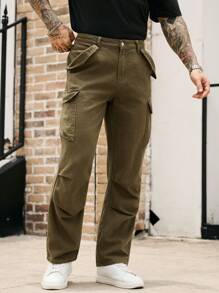 Manfinity Homme 男士休闲简约纯色直筒工装牛仔裤