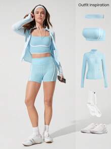 GLOWMODE 4.3'' FeatherFit™ Contrast Color Shorts Low Impact Yoga Pilates Studio Daily Casual Wear