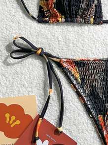 Swim Mod 2 Pieces Women Casual Vacation Beach Bodycon Sexy Halter Bikini Swimsuit For Summer - Orange - View 4