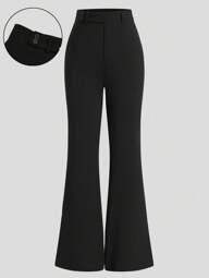 SHEIN Tall Plus Size Women Fashion Casual Slim Fit Flare Pants, Long Length For Commuting, Summer Fall Cloth For Women