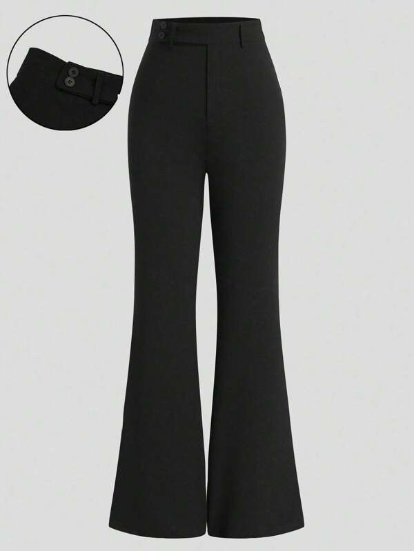 SHEIN Tall Plus Size Dames Mode Casual Slim Fit Flare Broek, Lange Lengte Voor Woon-werkverkeer, Zomer