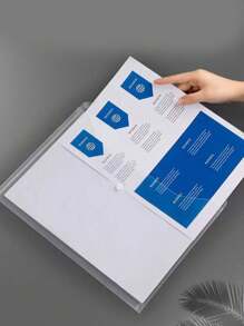 SHEIN 1 Peça/5 Peças/10 Peças Conjunto, Cores Aleatórias, Pasta Transparente À Prova D'água com Bolsa de Etiqueta, Bolsa de Arquivo, Bolsa de Armazenamento Transparente A4, Suprimentos de Escritório e Bolsa de Informações, Adequada para Organizador de Arquivos Escolares, de Escritório e Empresariais - Multicolorido - Visão 5