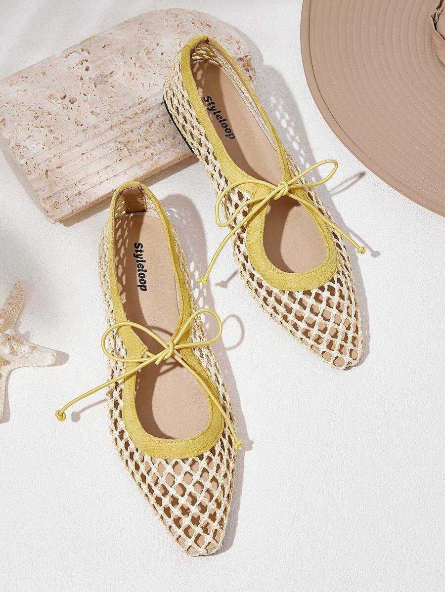 Styleloop 女士编织细节厚底坡跟凉鞋，时尚镂空简约松紧带露趾高跟鞋，厚底适合外出、度假、户外